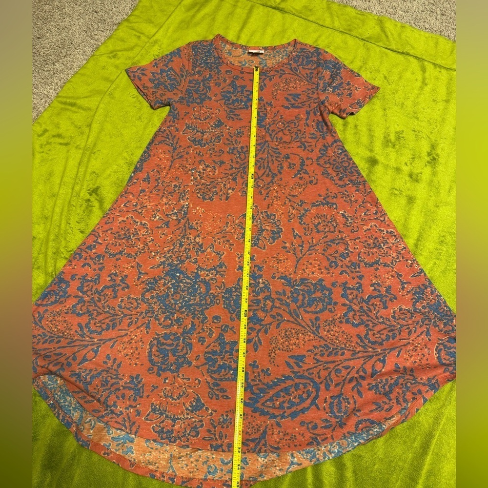 LuLaRoe Carly Dress Orange and Blue Fade Print XXS New for Summer - Picture 4 of 9